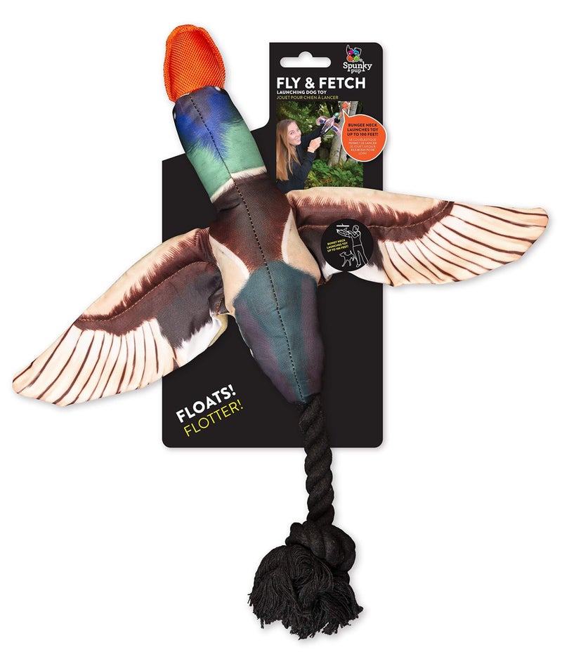 Spunky Pup Fly & Fetch Plush Dog Toy - Duck - Image 1